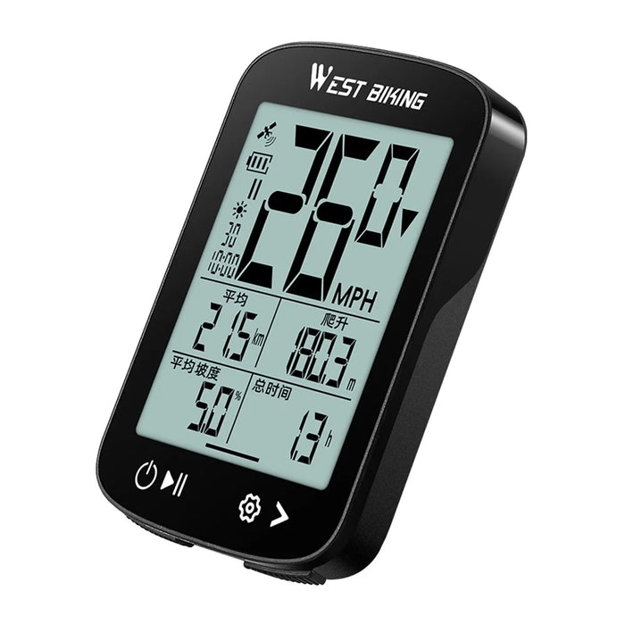 WEST BIKING YP0702112 GPS Bike Computer Waterproof 2.4 Inch LCD Screen Cycling Wireless Speedometer - Black - 2