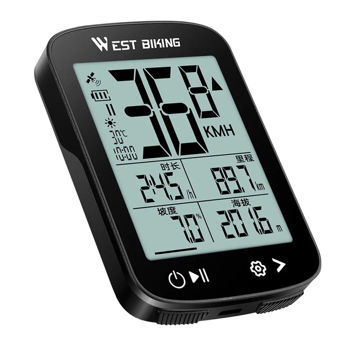 WEST BIKING YP0702112 GPS Bike Computer Waterproof 2.4 Inch LCD Screen Cycling Wireless Speedometer - Black - 3