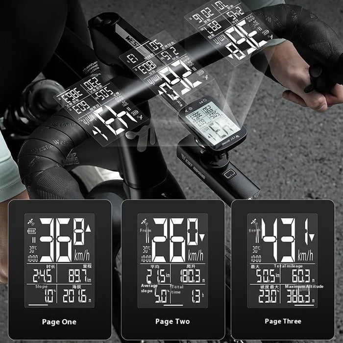 WEST BIKING YP0702112 GPS Bike Computer Waterproof 2.4 Inch LCD Screen Cycling Wireless Speedometer - Black - 7