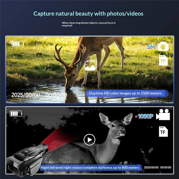 YS02 Handheld Digital Night Vision Monocular 8X Zoom Hunting Telescope with 1.5 Inch IPS Screen - 4