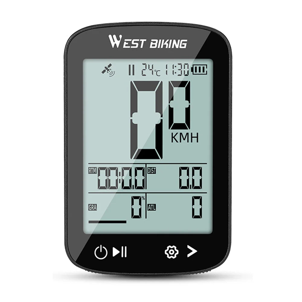 WEST BIKING YP0702115 2.4 Inch Display Wireless GPS Bike Computer Bluetooth-compatible for Road Mountain Bike Cycling - Black - 1