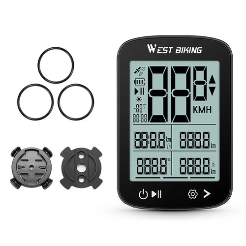 WEST BIKING YP0702114 GPS Bike Computer Bluetooth-compatible Cycling Speedometer IPX7 Waterproof for Road Mountain Bike - Black - 1
