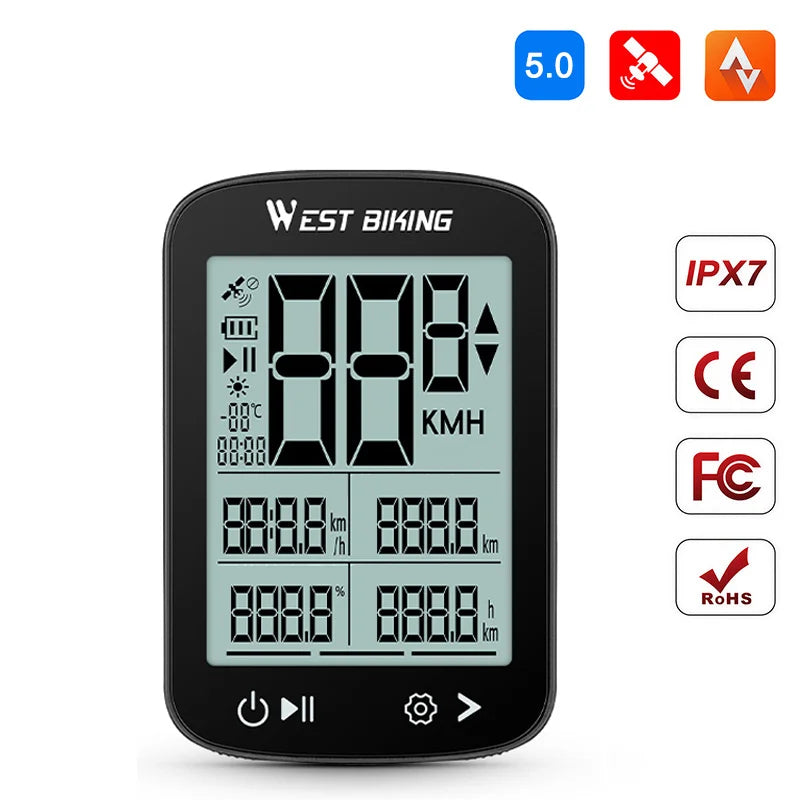 WEST BIKING YP0702114 GPS Bike Computer Bluetooth-compatible Cycling Speedometer IPX7 Waterproof for Road Mountain Bike - Black - 3