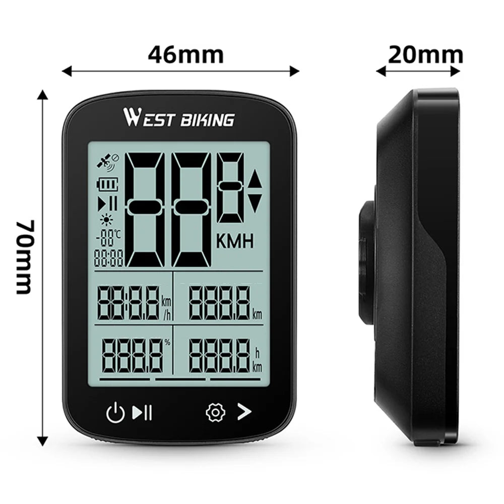 WEST BIKING YP0702114 GPS Bike Computer Bluetooth-compatible Cycling Speedometer IPX7 Waterproof for Road Mountain Bike - Black - 5