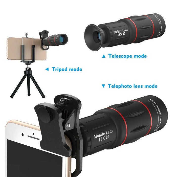 APEXEL APL-T18XZJ Universal 18X Telescope Zoom Lens with Mini Desktop Tripod Phone Clip - 1