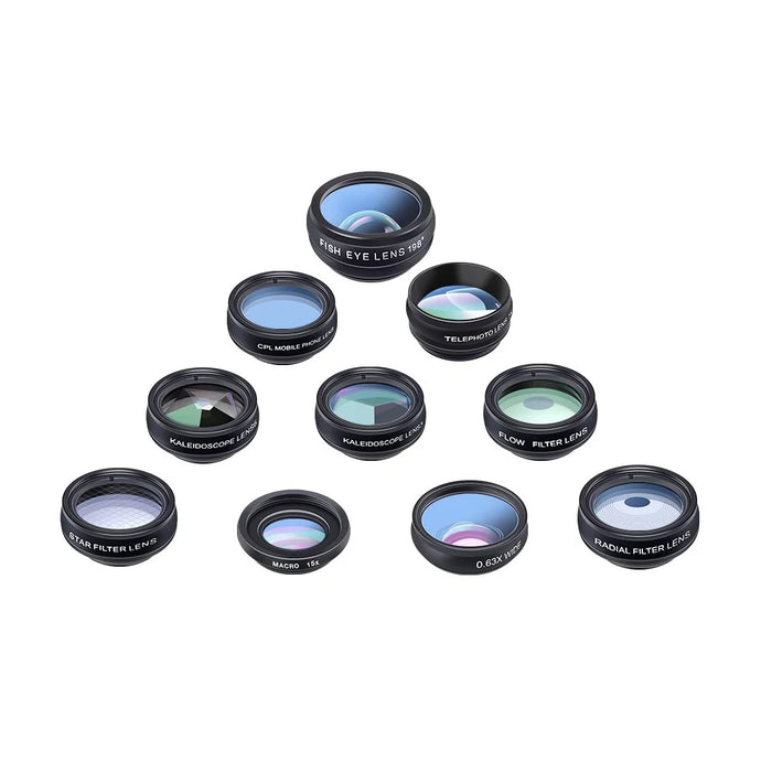 APEXEL APL-DG10 10 in 1 Phone Camera Lens Kit Fisheye Wide Angle Macro Telescope Lens - 2