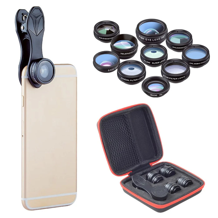 APEXEL APL-DG10 10 in 1 Phone Camera Lens Kit Fisheye Wide Angle Macro Telescope Lens - 5