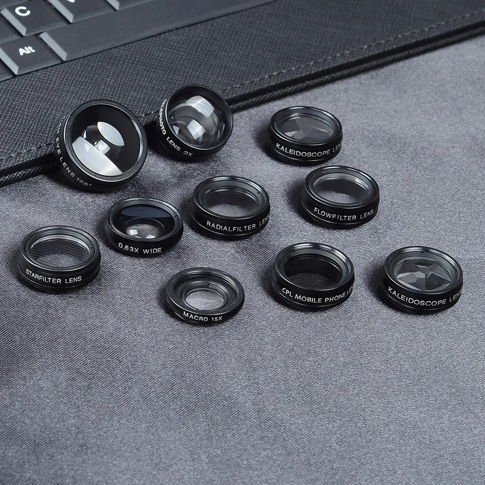 APEXEL APL-DG10 10 in 1 Phone Camera Lens Kit Fisheye Wide Angle Macro Telescope Lens - 6