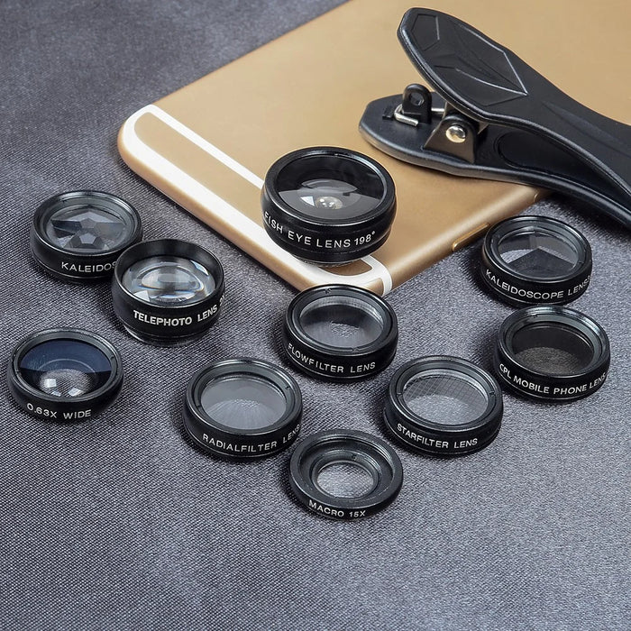 APEXEL APL-DG10 10 in 1 Phone Camera Lens Kit Fisheye Wide Angle Macro Telescope Lens - 7