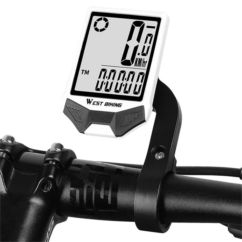 WEST BIKING Wireless Bicycle Computer Waterproof Dual Backlight Cycling Speedometer with Extension Bracket - White Backlight - 1