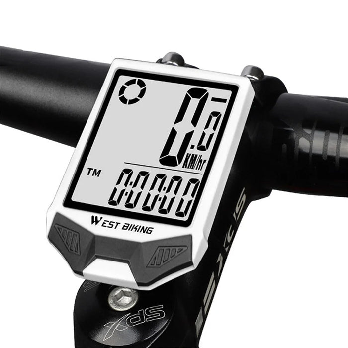 WEST BIKING Wireless Bicycle Computer Waterproof Dual Backlight Cycling Speedometer with Extension Bracket - White Backlight - 5
