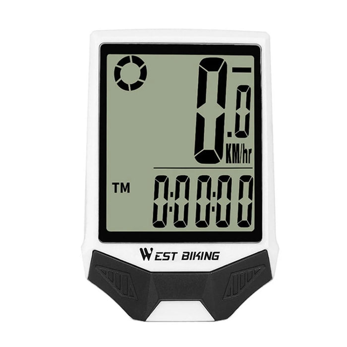 WEST BIKING Wireless Bicycle Computer Waterproof Dual Backlight Cycling Speedometer with Extension Bracket - White Backlight - 6