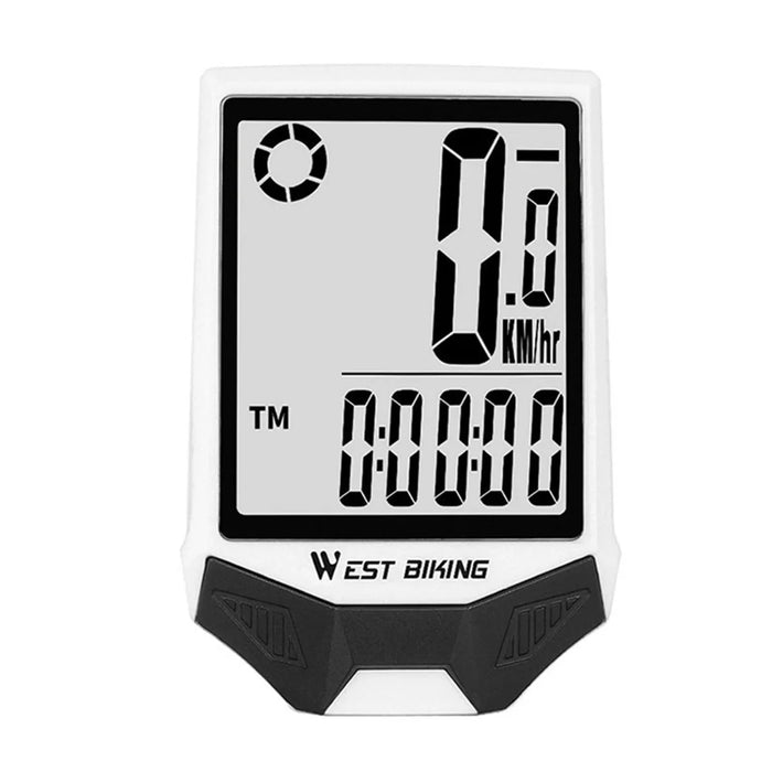 WEST BIKING Wireless Bicycle Computer Waterproof Dual Backlight Cycling Speedometer with Extension Bracket - White Backlight - 7