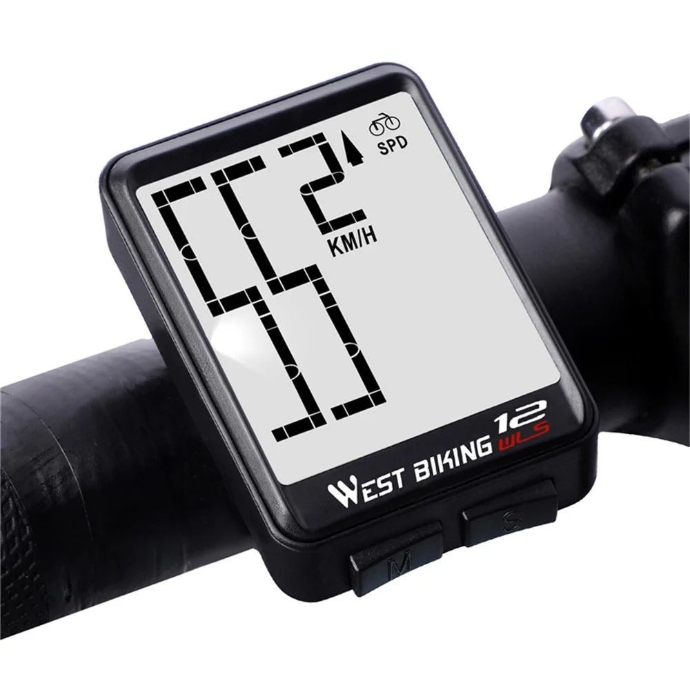 WEST BIKING 0702041 MTB Road Bike Computer Backlight Waterproof Wireless Cycling Speedometer - Black - 1