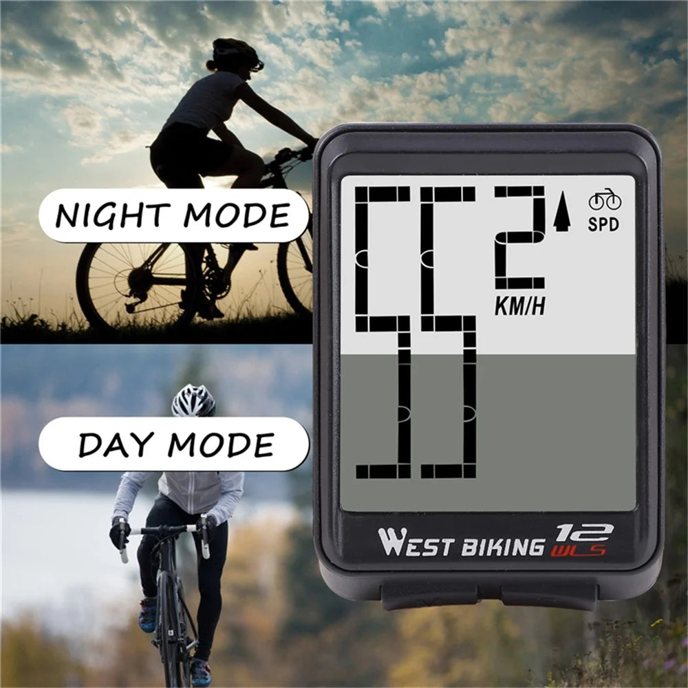 WEST BIKING 0702041 MTB Road Bike Computer Backlight Waterproof Wireless Cycling Speedometer - Black - 6