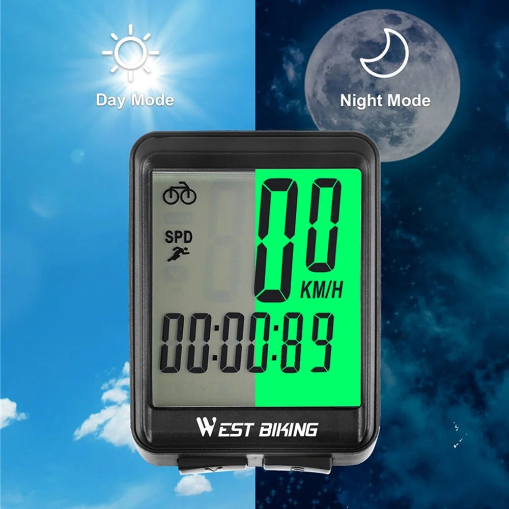 WEST BIKING Wireless Road MTB Bike Computer Screen Backlight Wateproof Speedometer - Green Backlight - 5