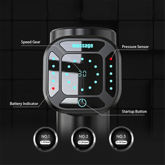 X8 Massage Gun 30 Speed Level Deep Tissue Muscle Massager Portable Handheld Relaxation Electric Sport Massager for Pain Relief - Black//US Plug - 4
