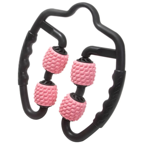 AMYUP Handheld Muscle Roller Cellulite Massager Release Myofascial Trigger Points Reduce Muscle Soreness Deep Tissue Massage Roller Tool for Tightness Calves, Leg, Arms, Shoulder - Pink/Black - 1