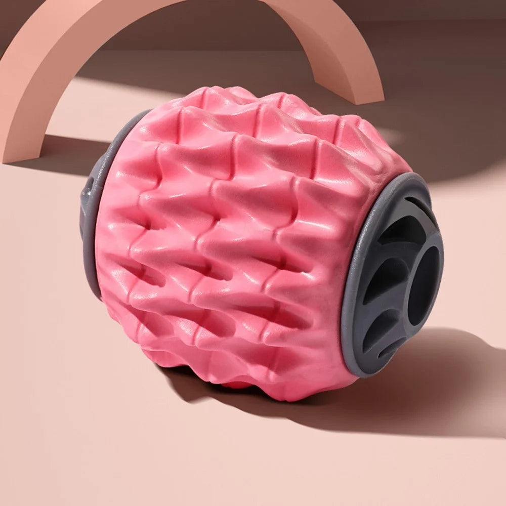 AMYUP Handheld Muscle Roller Cellulite Massager Release Myofascial Trigger Points Reduce Muscle Soreness Deep Tissue Massage Roller Tool for Tightness Calves, Leg, Arms, Shoulder - Pink/Black - 7