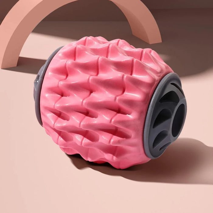 AMYUP Handheld Muscle Roller Cellulite Massager Release Myofascial Trigger Points Reduce Muscle Soreness Deep Tissue Massage Roller Tool for Tightness Calves, Leg, Arms, Shoulder - Pink/Black - 7