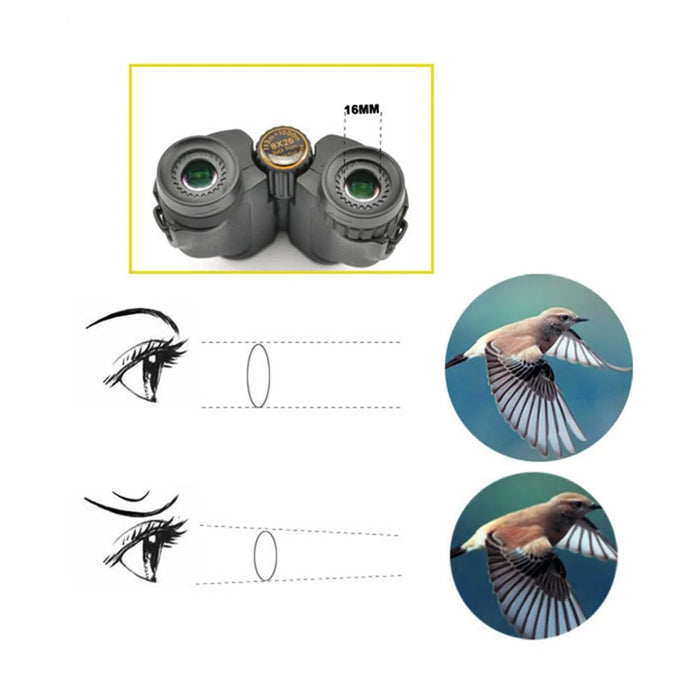 VISIONKING BL8X26 Mini BAK4 Prism Binoculars Outdoor Glimmer Night Vision Binoculars Waterproof Telescopes for Camping / Hunting - 7