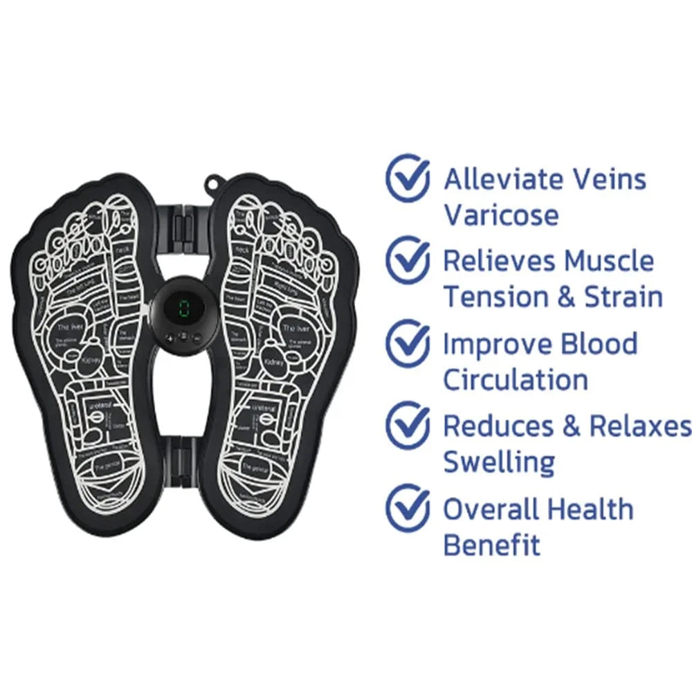 Mini Foot Massager Elderly Feet Therapy Electric Foot Mat EMS Portable Pulse Household Foot Relaxer Massager (Battery LCD Version) - 2