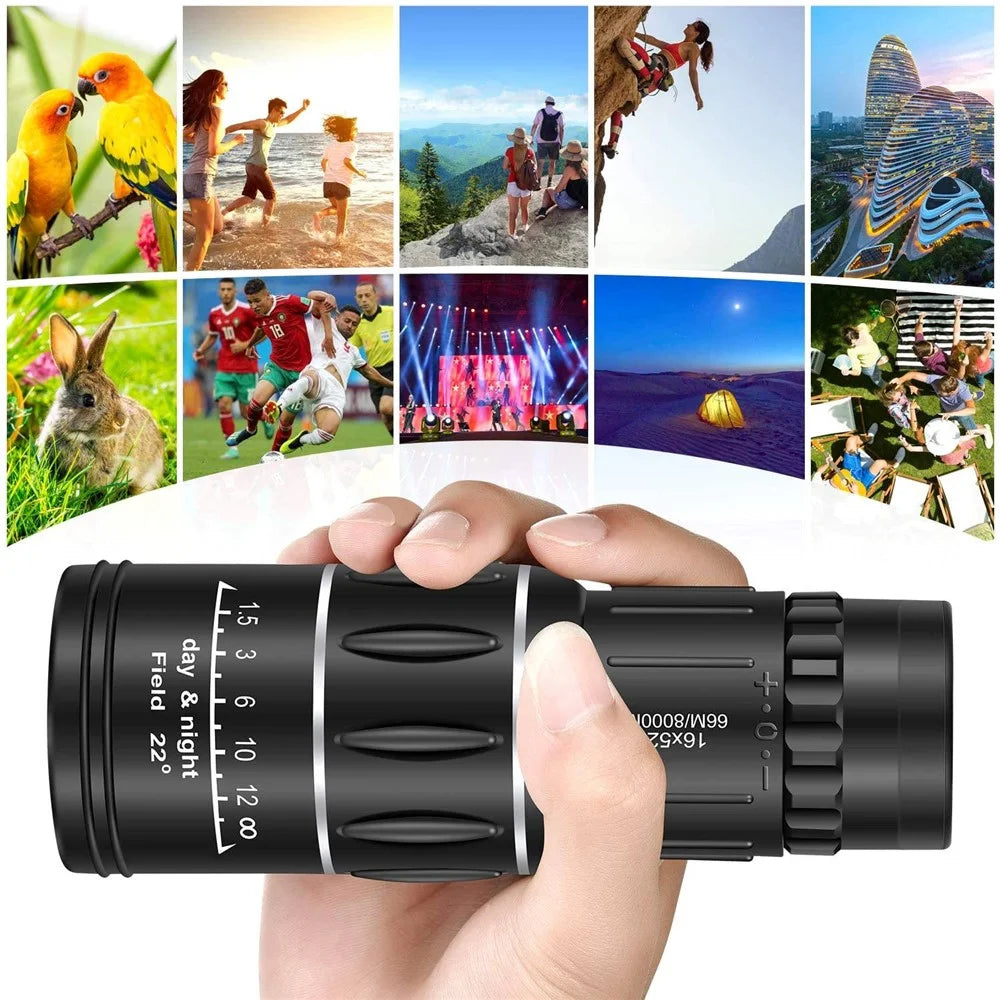 AM-D20 16x52 HD Portable Monocular 66 / 8000M Optics Zoom Telescope Bak4 Prism Compact Scope - 3