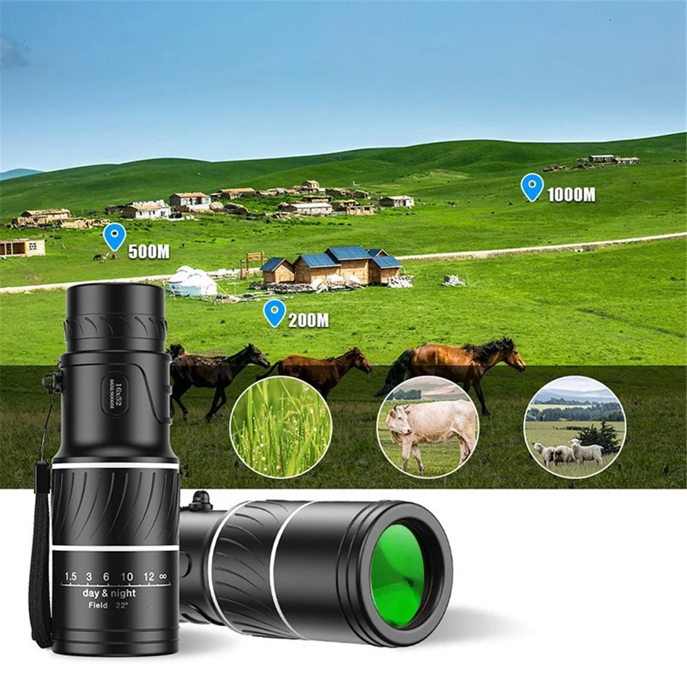 AM-D20 16x52 HD Portable Monocular 66 / 8000M Optics Zoom Telescope Bak4 Prism Compact Scope - 7