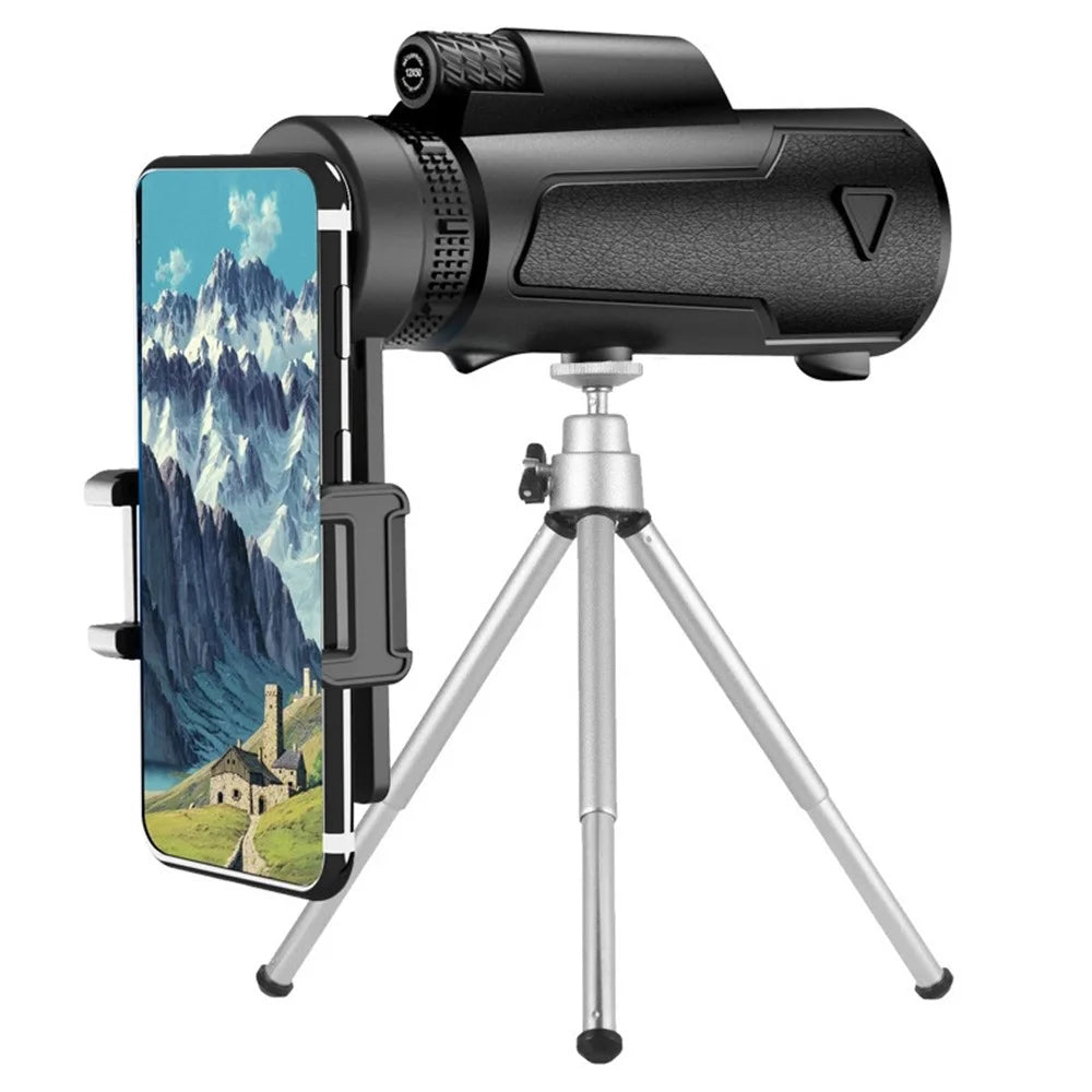 XH-1250 12X50 High Power HD Monocular Roof Prism Green Film Coated Monocular Portable Mobile Phone Monocular for Bird Watching, Camping - 3