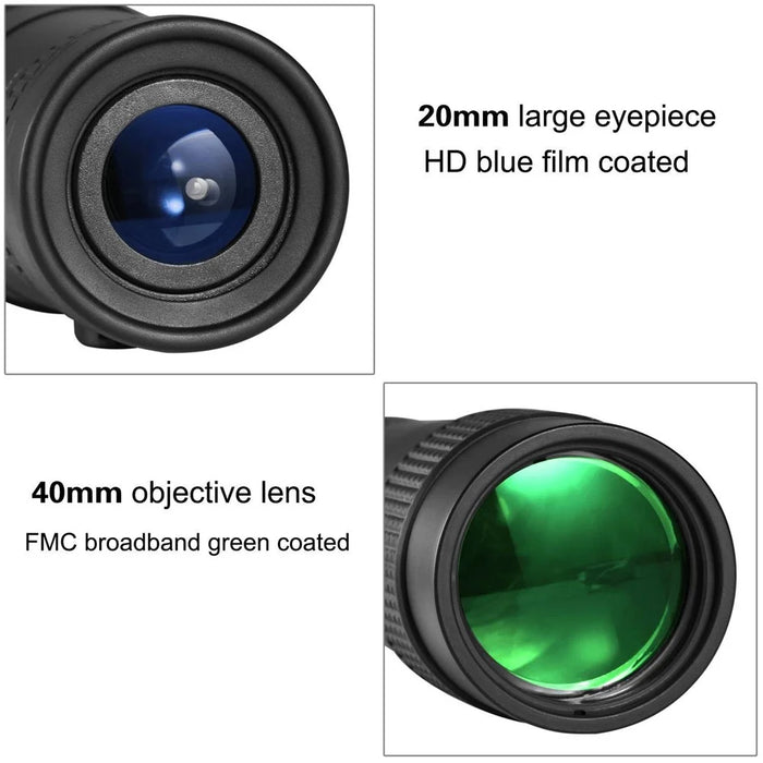 AM-D02 Portable Cell Phone Lens Monocular 10-30x40 BAK4 Prism Multi-Layer Coated Monocular Outdoor Waterproof Night Vision Monocular for Bird Watching - 4