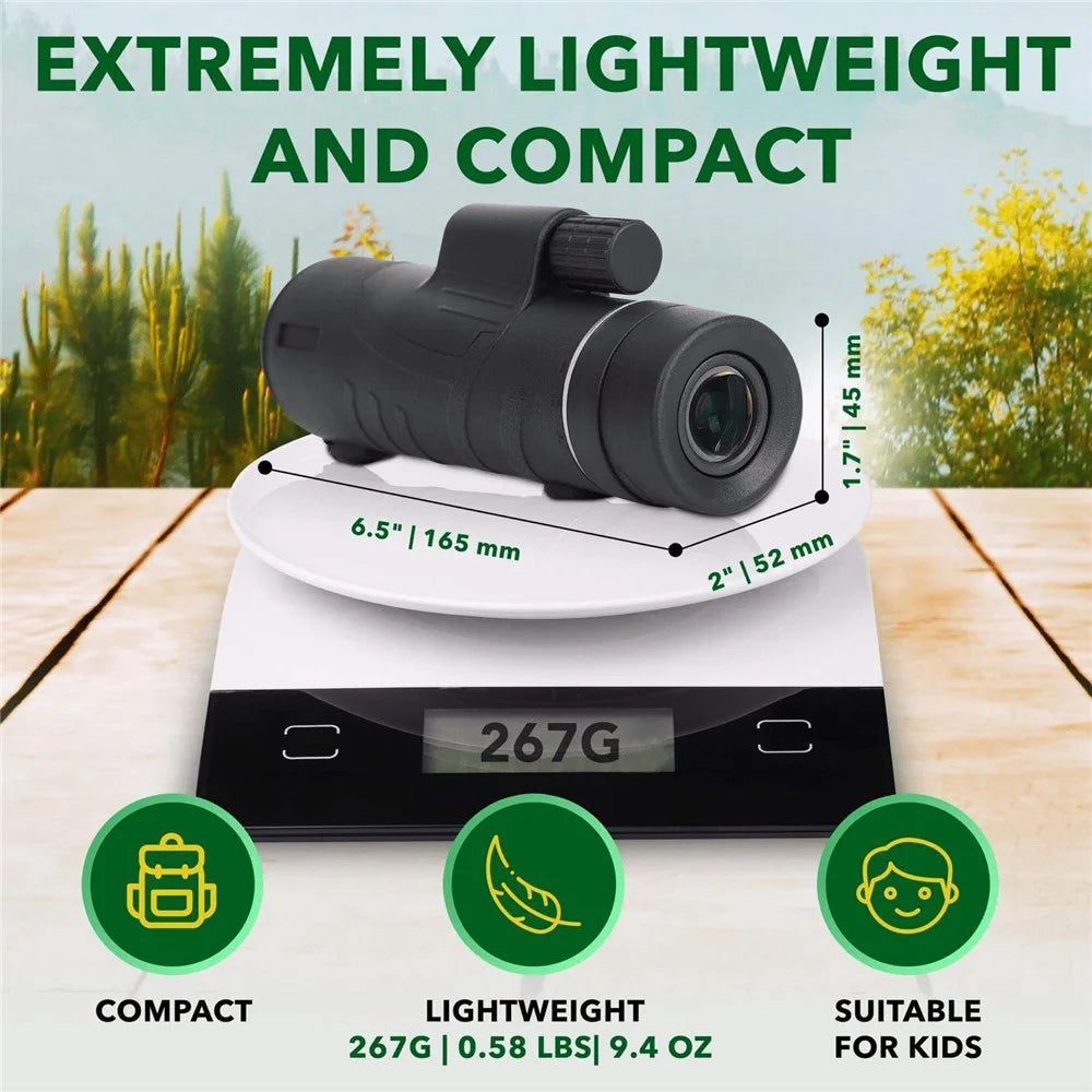 AM-D08 12X42 High Power HD Monocular Night Vision BAK4 Prism Telescope for Bird Watching, Hunting, Surveillance, Hiking - 3