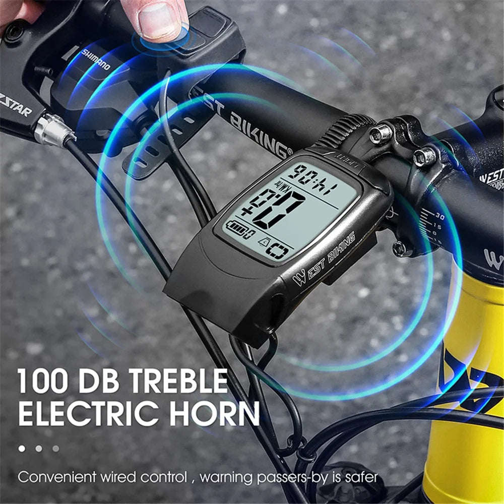 WEST BIKING YP0702095 3-in-1 Bike Computer Headlight Horn Bicycle Cycling Wireless Digital Odometer - 7
