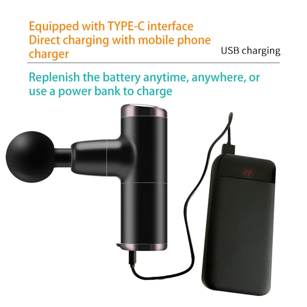 SK-328 Portable Massage Tool Massage Gun Muscle Relaxing Massager with 2000mAh Battery Built-In - Black - 5