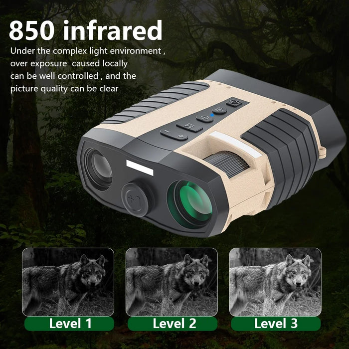 DT88 Infrared HD Binoculars for Outdoor Bird Watching Waterproof Digital Binoculars with Night Vision - Light Yellow - 4