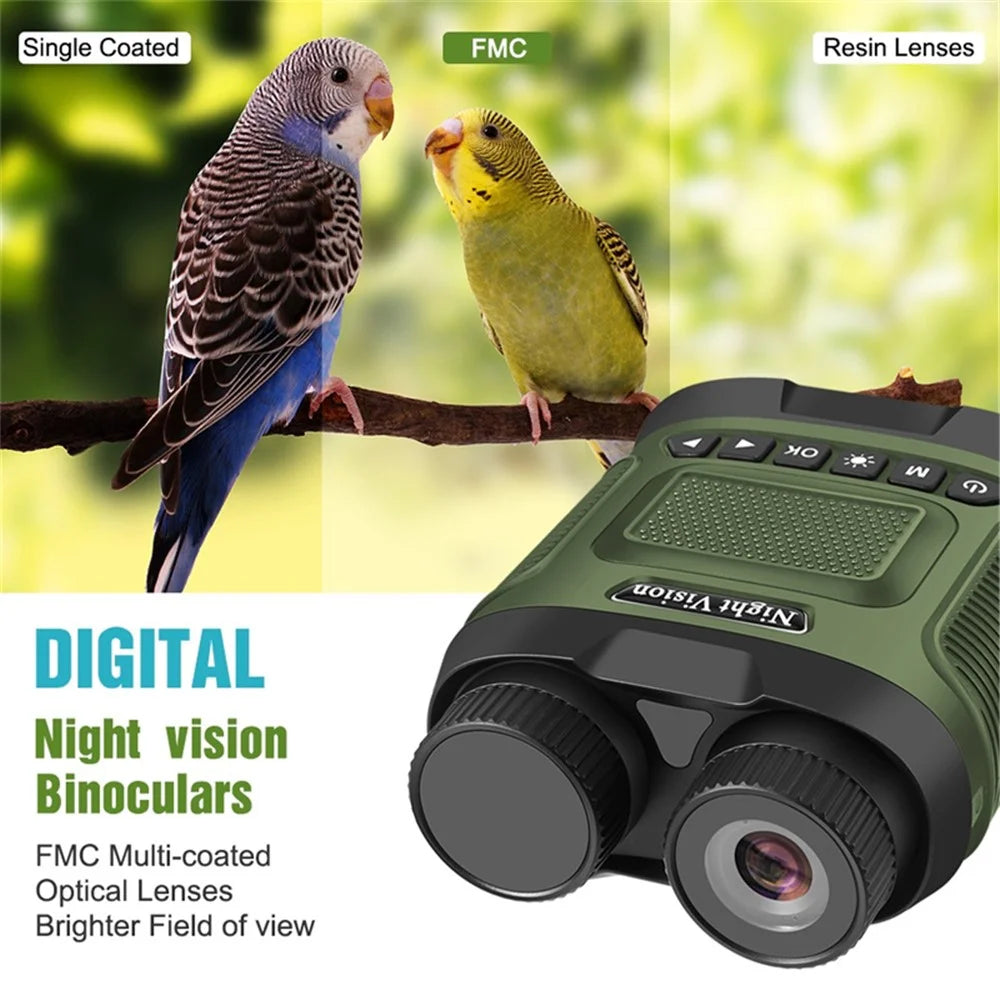 DT29 3-inch HD Photograph Infrared Binoculars for Bird Watching, Recording, Digital Binoculars with Night Vision - Army Green - 2