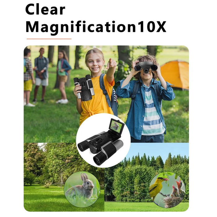 DT10 2.0" IPS LCD Screen Display Binoculars 10X HD Video Photo Recorder Binoculars for Bird Watching  - Silver - 3