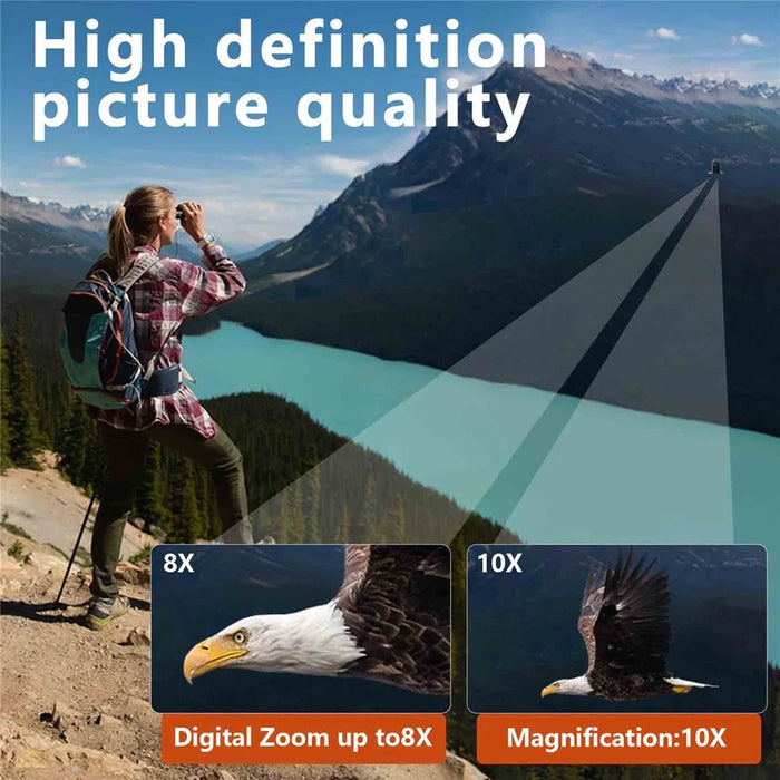 DT10 2.0" IPS LCD Screen Display Binoculars 10X HD Video Photo Recorder Binoculars for Bird Watching  - Silver - 5