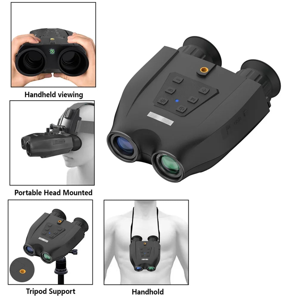 DT99 1.4-inch Screen Dual-Camera Binoculars 3D Night Vision Digital Telescope Support TF Card - Black - 2
