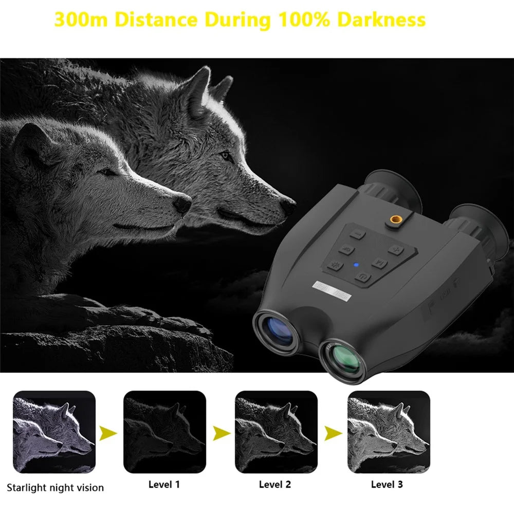 DT99 1.4-inch Screen Dual-Camera Binoculars 3D Night Vision Digital Telescope Support TF Card - Black - 4
