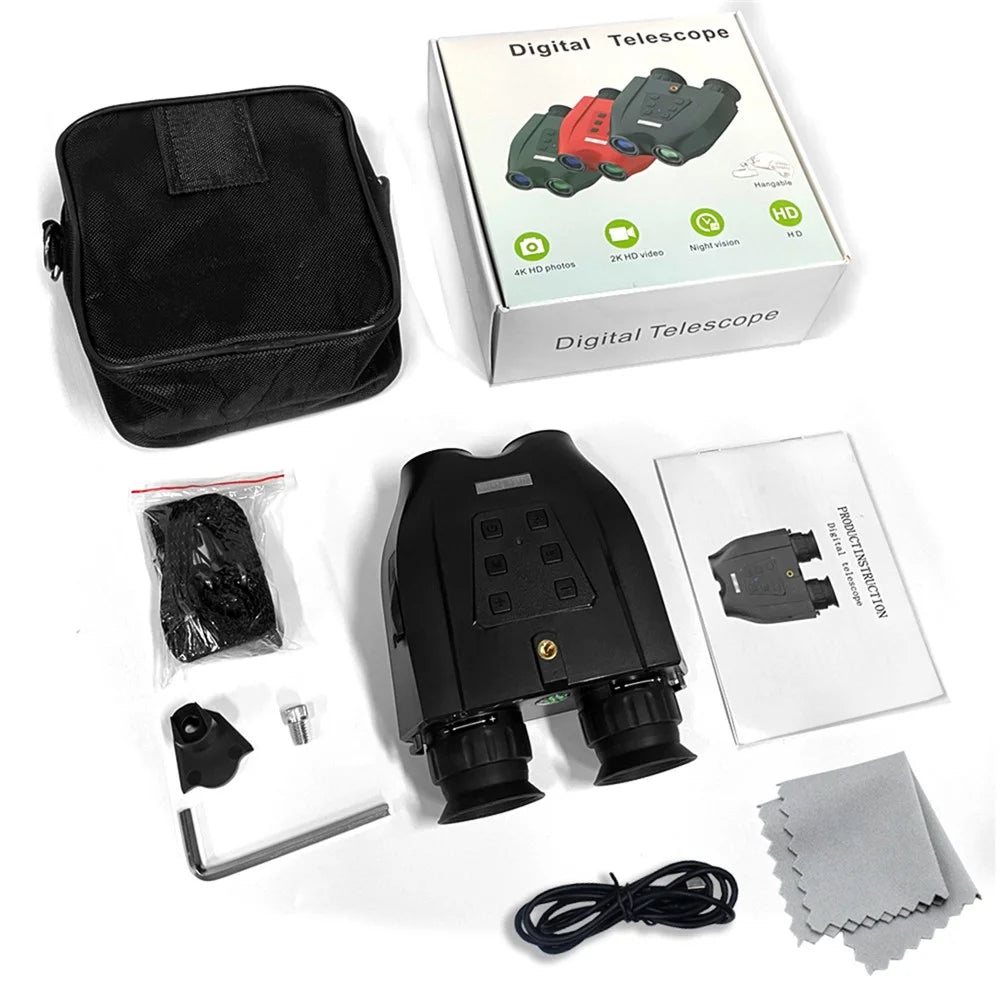DT99 1.4-inch Screen Dual-Camera Binoculars 3D Night Vision Digital Telescope Support TF Card - Black - 5