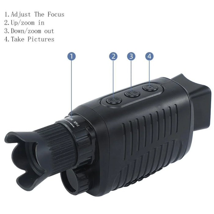 R7 HD Full Black Infrared Digital Monocular Night Vision Monocular Support 5X Zoomable, Photography, Video Recording - 3