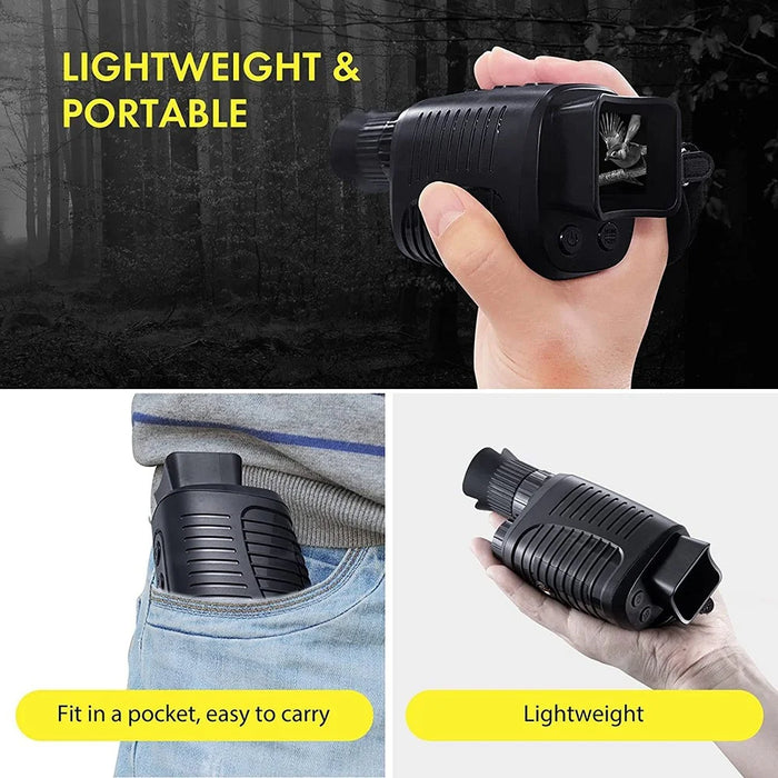 R7 HD Full Black Infrared Digital Monocular Night Vision Monocular Support 5X Zoomable, Photography, Video Recording - 5