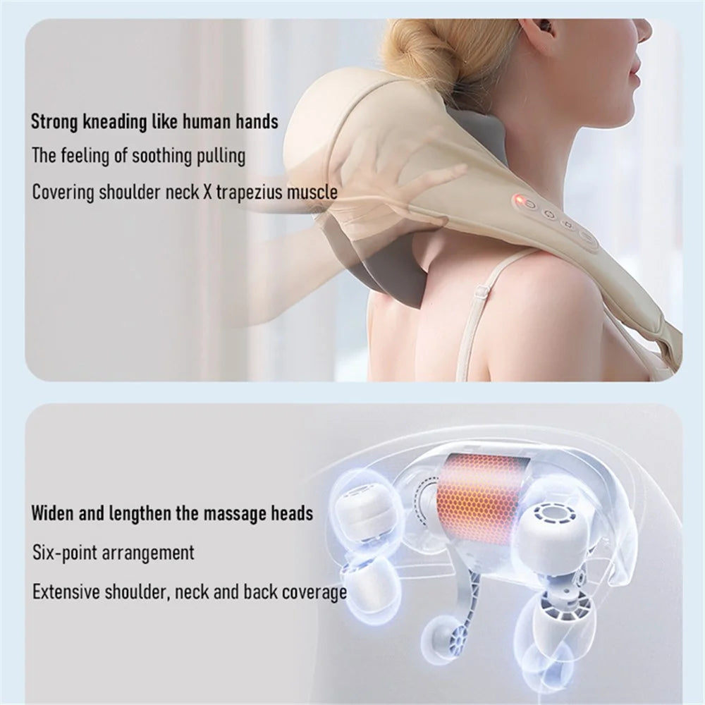 PC-JJ88 Electric Shoulder Kneading Massage Shawl Neck Massager Wireless Back Muscle Trapezius Relaxing Massage Pillow - 2