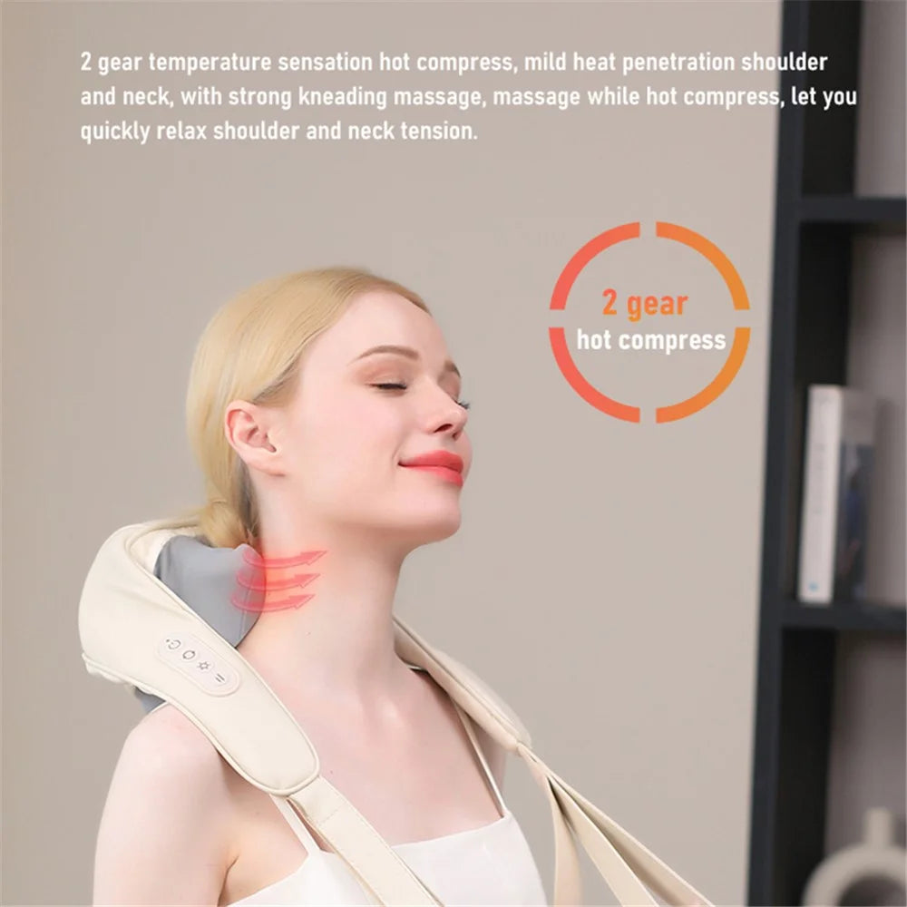 PC-JJ88 Electric Shoulder Kneading Massage Shawl Neck Massager Wireless Back Muscle Trapezius Relaxing Massage Pillow - 4