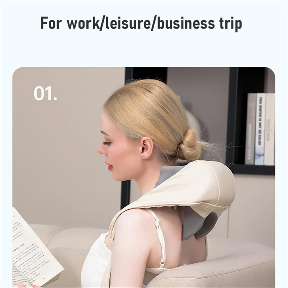 PC-JJ88 Electric Shoulder Kneading Massage Shawl Neck Massager Wireless Back Muscle Trapezius Relaxing Massage Pillow - 5