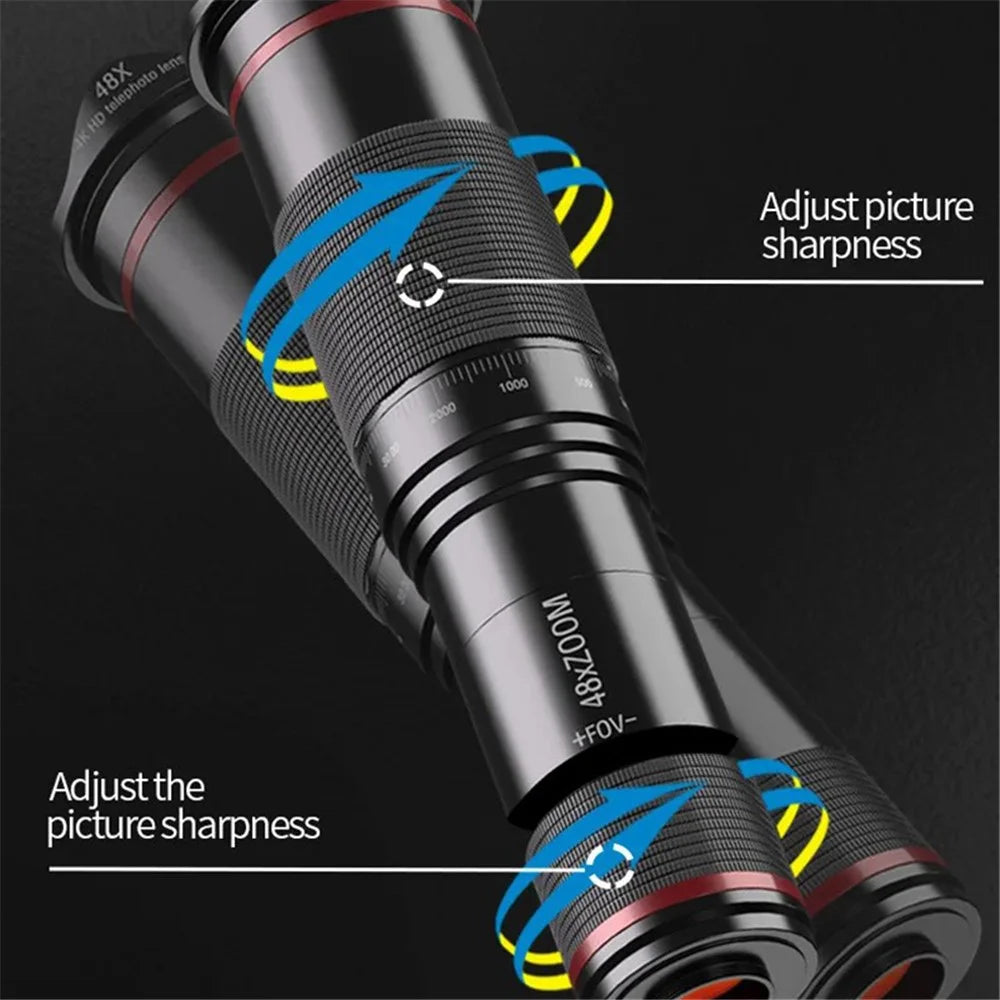 W48 Clip-On 48X Telephoto Lens Phone Camera Lens Kit Monocular - 4