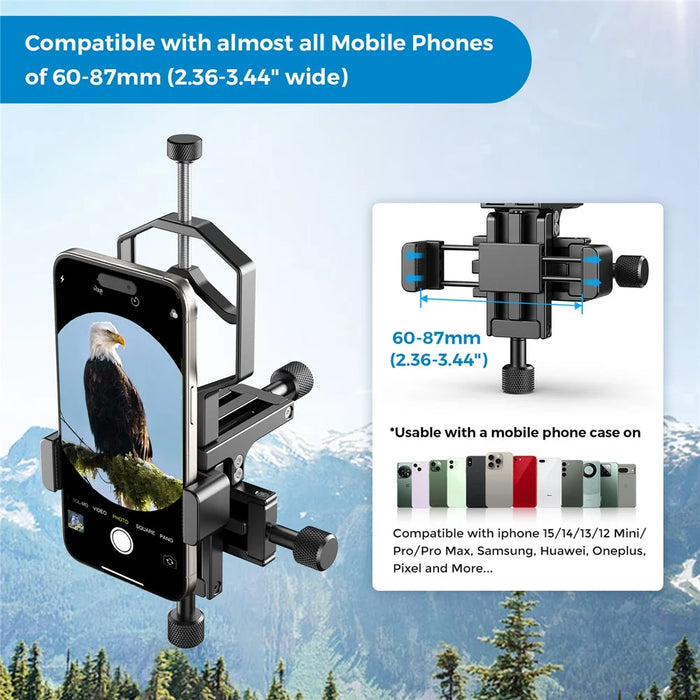APEXEL APL-F003 Universal Digiscoping Adapter Phone Telescope 3-Axis Metal Holder Mount Eyepiece Connector - 6