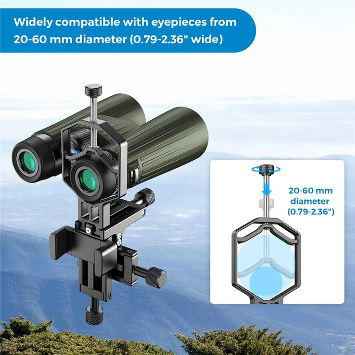 APEXEL APL-F003 Universal Digiscoping Adapter Phone Telescope 3-Axis Metal Holder Mount Eyepiece Connector - 7