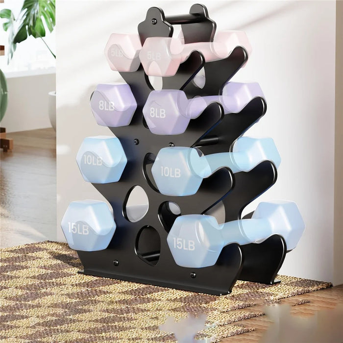 A Frame Carbon Steel Dumbbell Holder 4 Tiers Dumbbell Storage Rack Fitness Equipment Organizer - 2