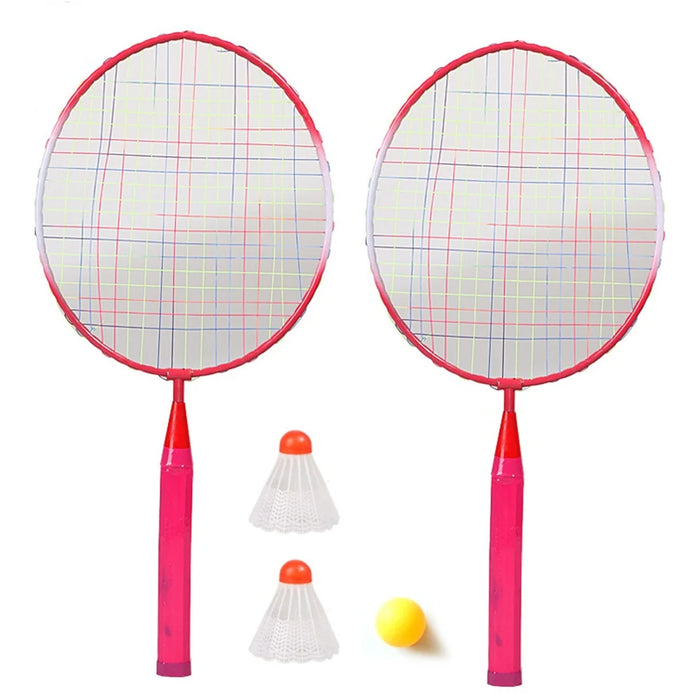 1 Pair Young Children Badminton Rackets with Balls Sports Game Kids Toy Set - Red - 1